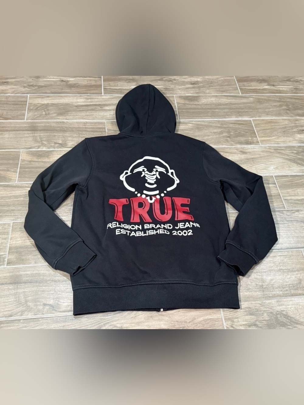 Men's True Religion Buddha Logo Zip-Up Hoodie Jacket Size Medium